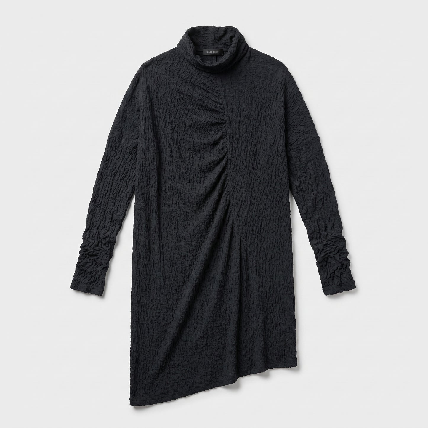 Textured Asymmetric High Neck Tunic