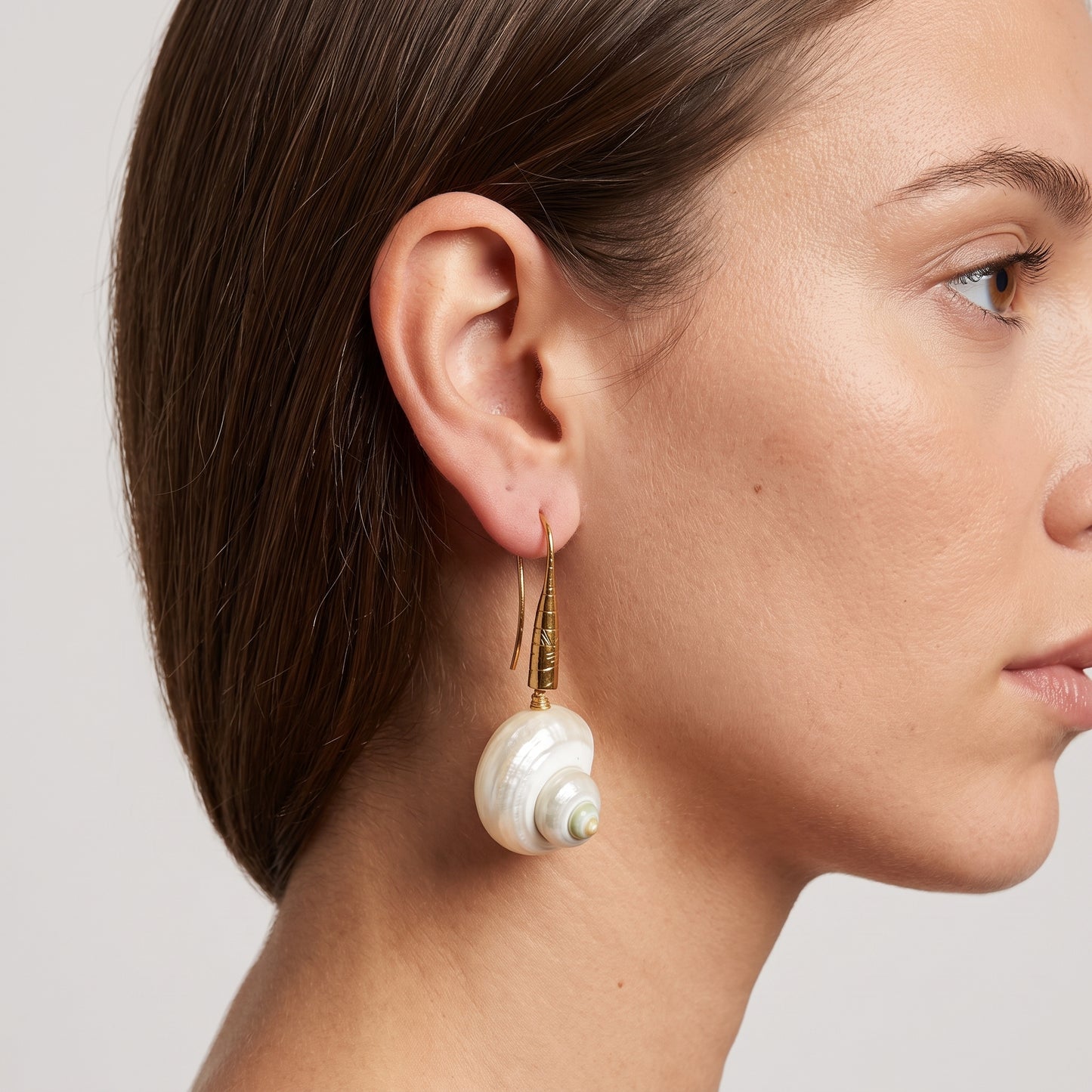 Iridescent Shell Drop Earrings