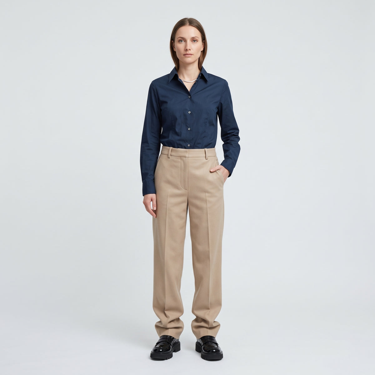 Classic Navy Tailored Cotton Shirt