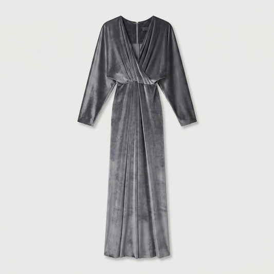 Velvet Draped V-Neck Gown
