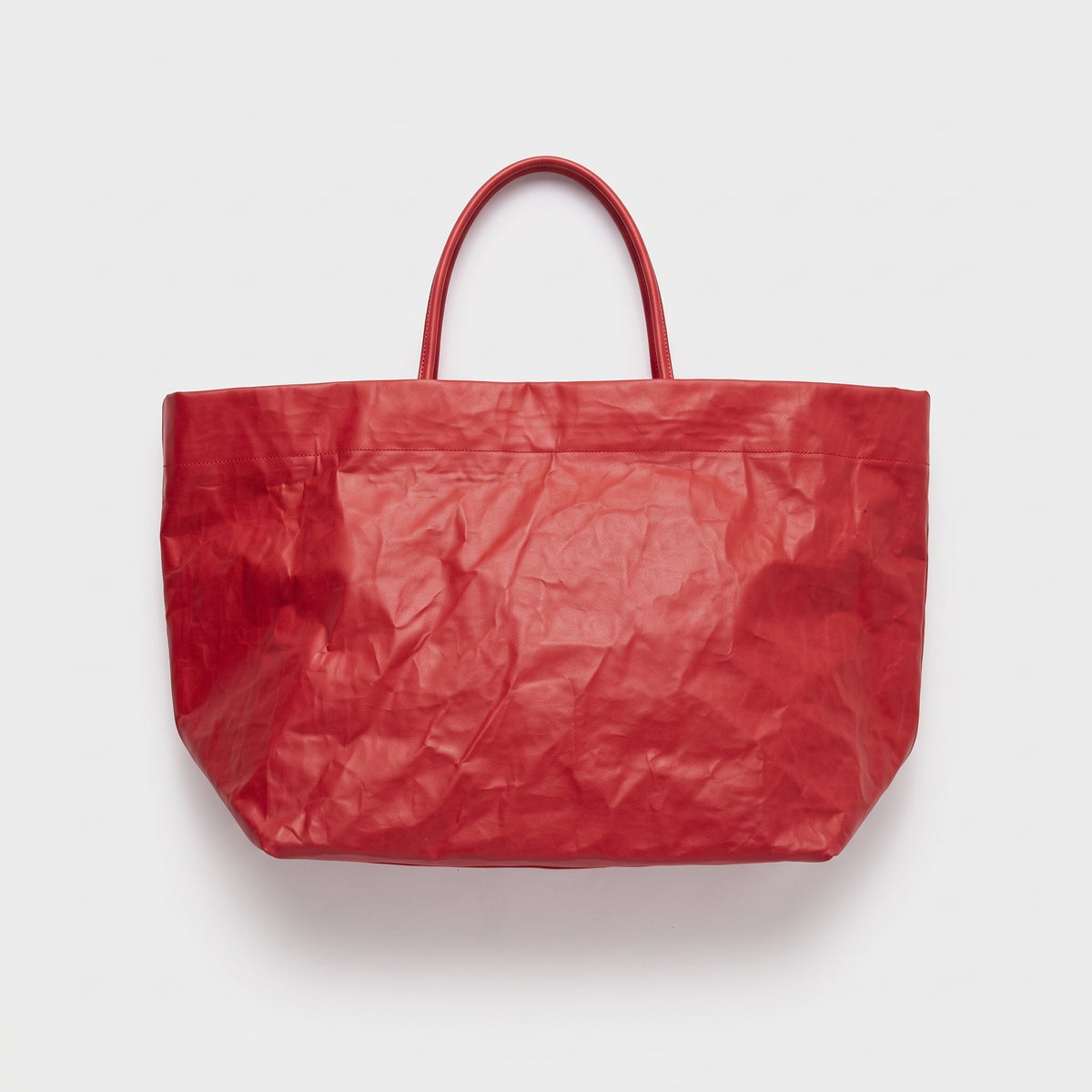 Red Crinkled Textured Tote Bag