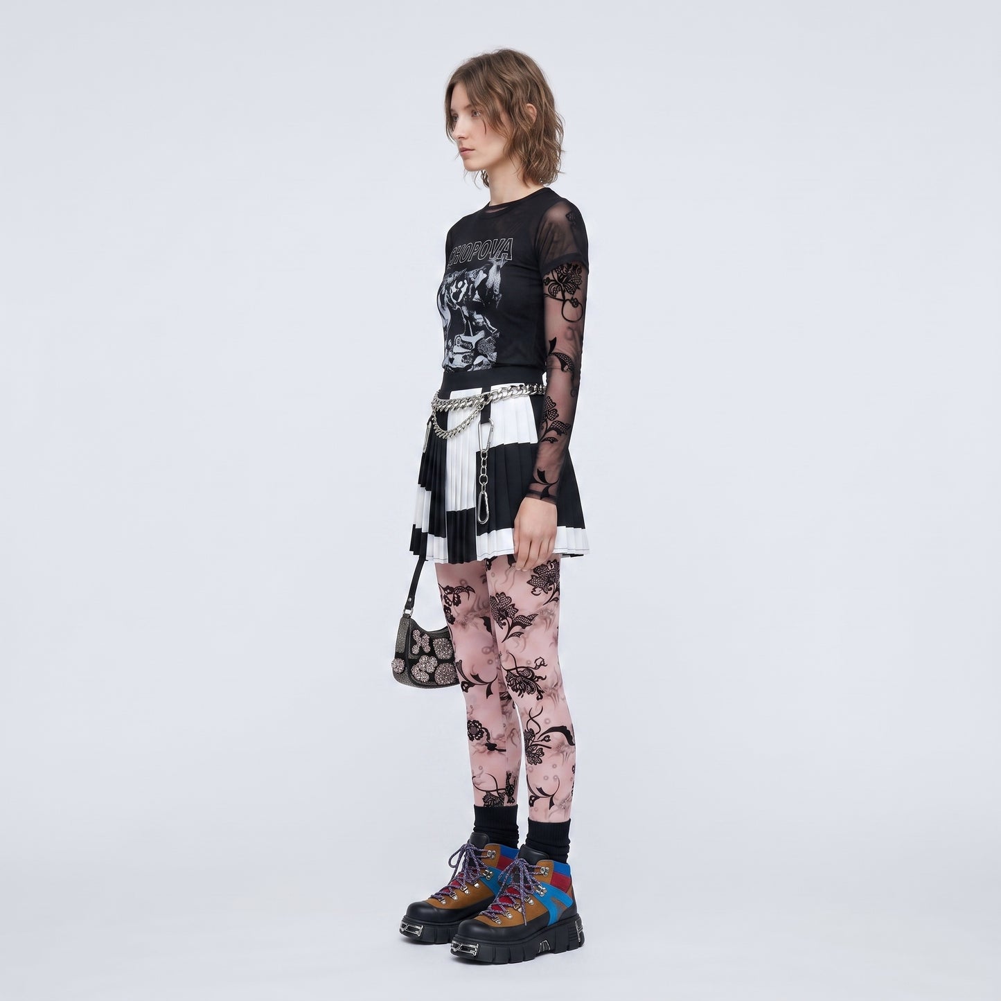 Floral Print Mesh Leggings
