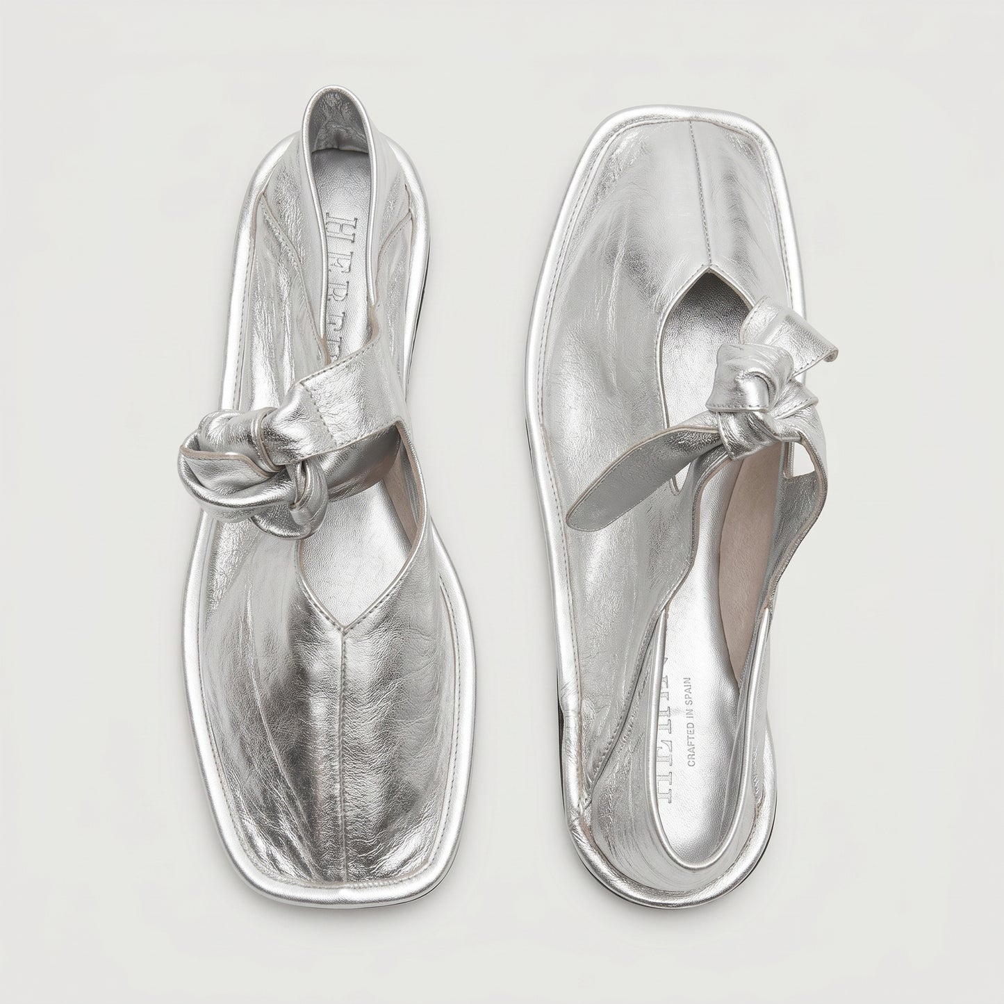 Metallic Knotted Leather Flats