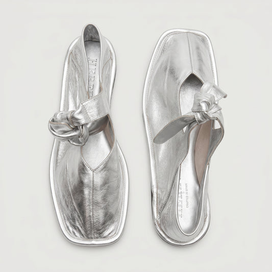 Metallic Knotted Leather Flats