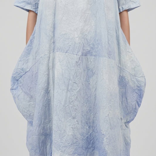 Crinkled Cloud Print Cocoon Dress
