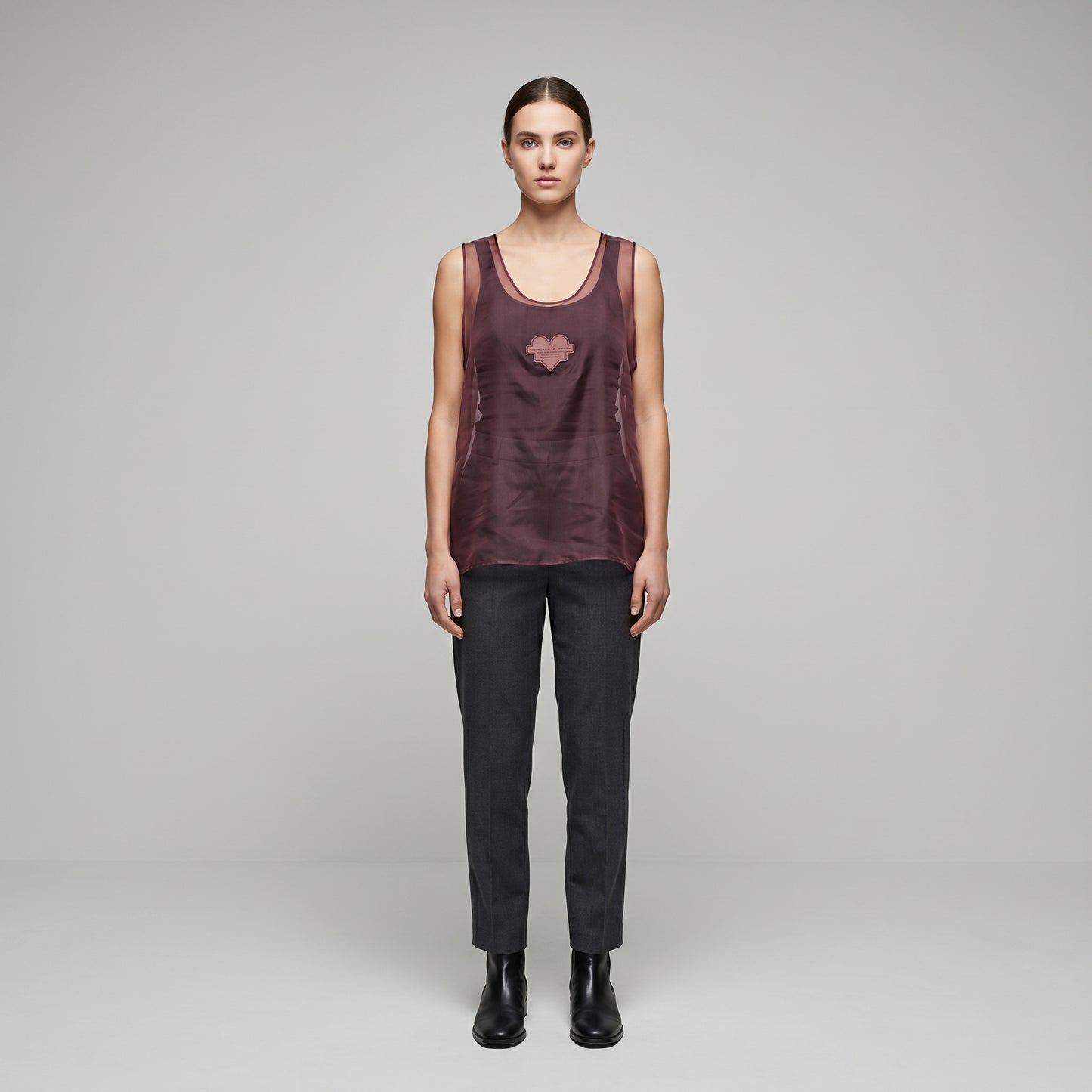 Sheer Mesh Heart Patch Tank