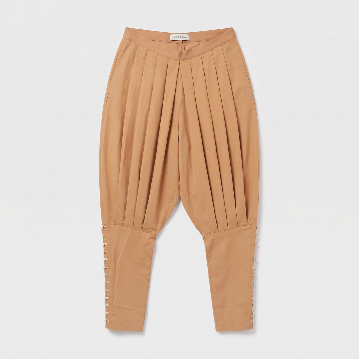 Pleated Cropped Sarouel Trousers