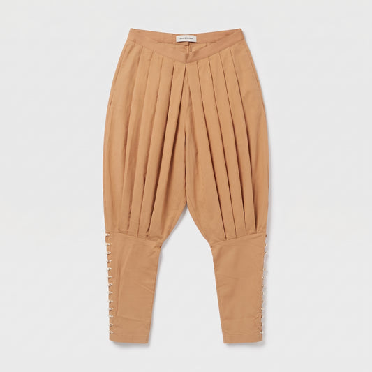 Pleated Cropped Sarouel Trousers