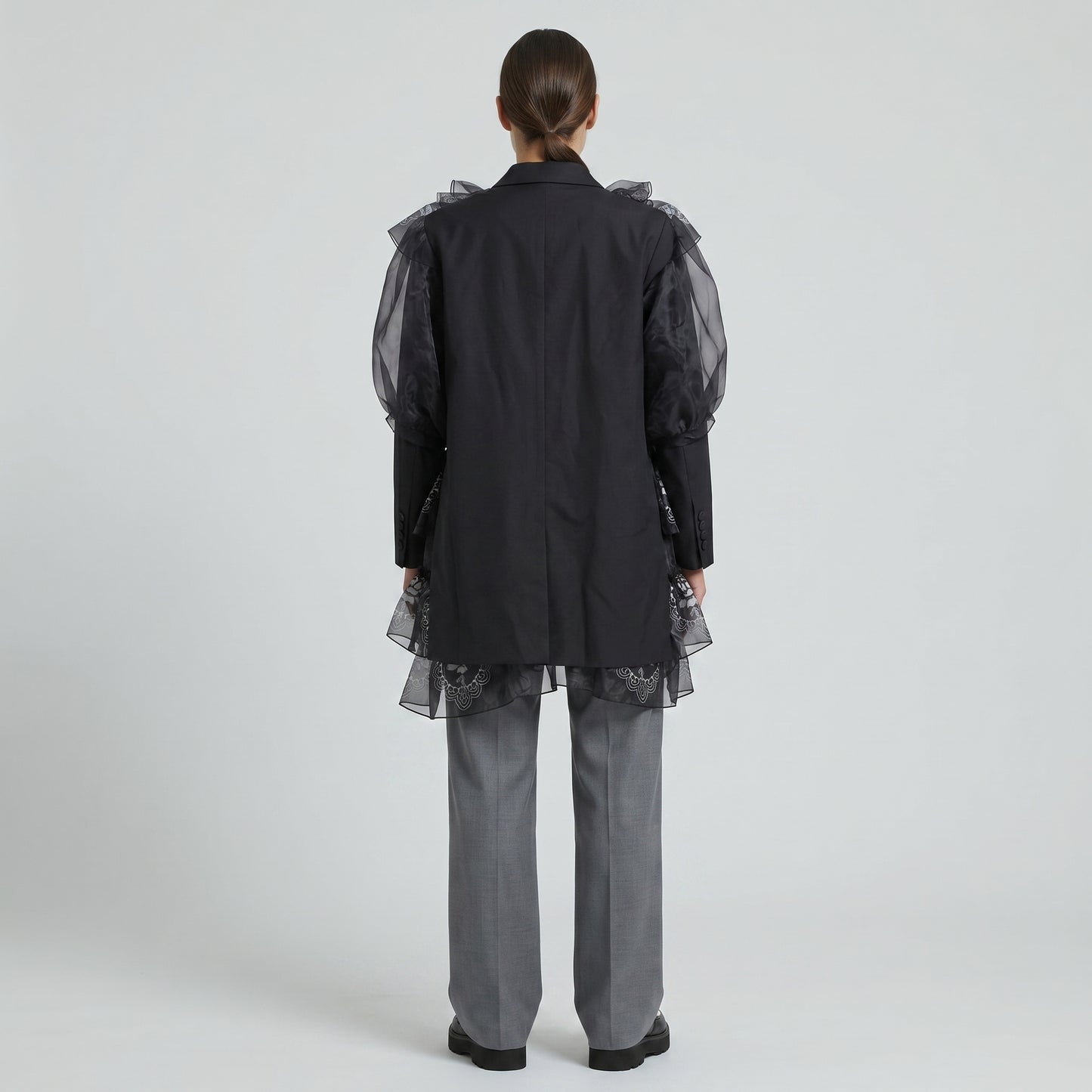Ruffled Organza Tailored Jacket