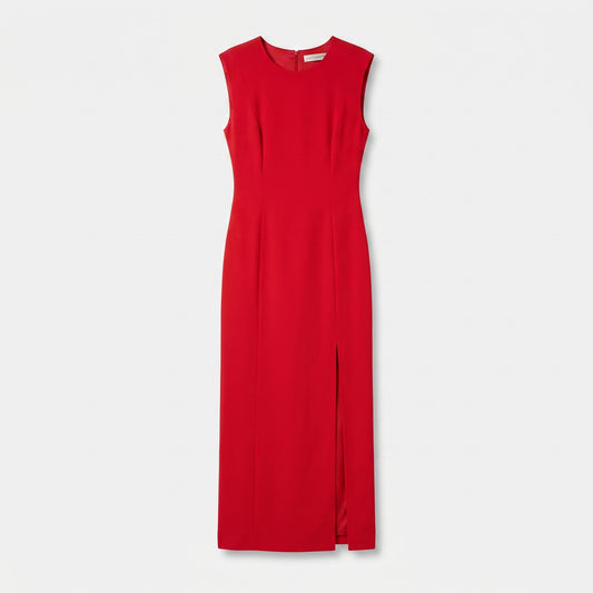 Sleeveless Red Midi Column Dress