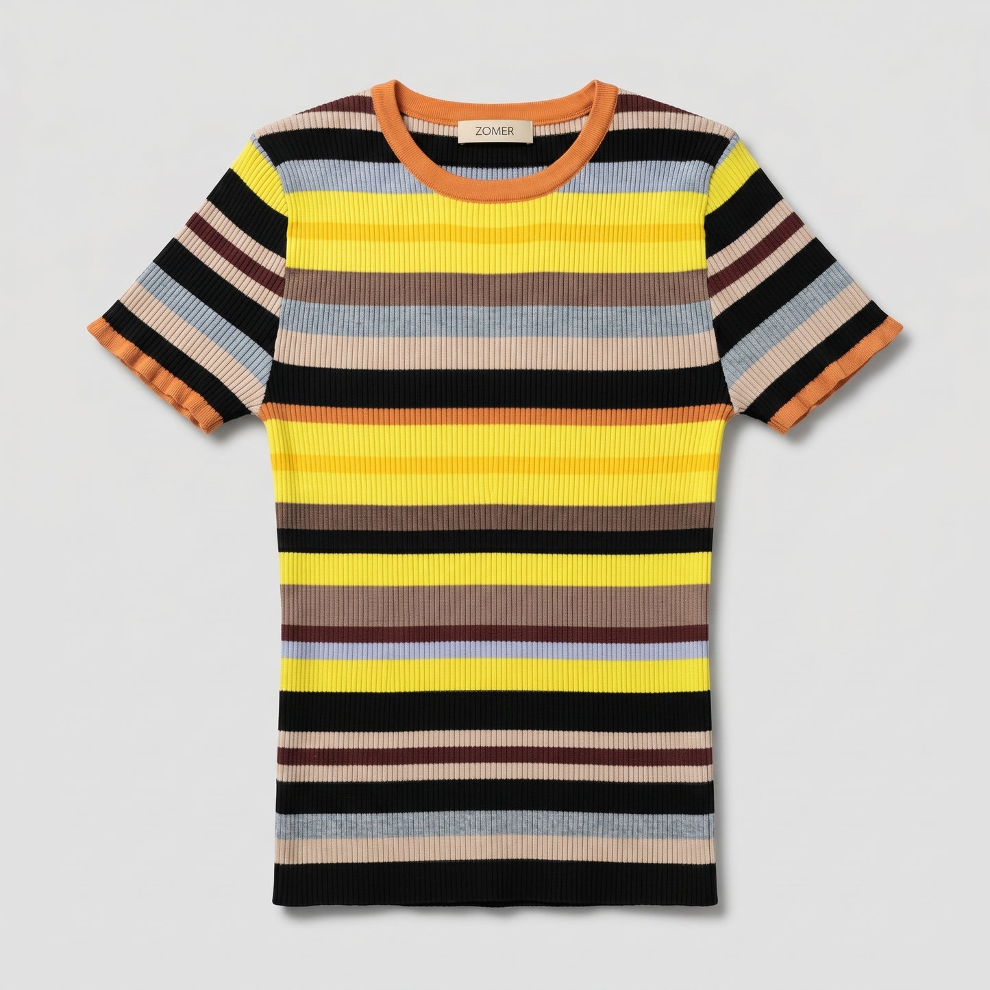 Vibrant Striped Ribbed Knit Tee