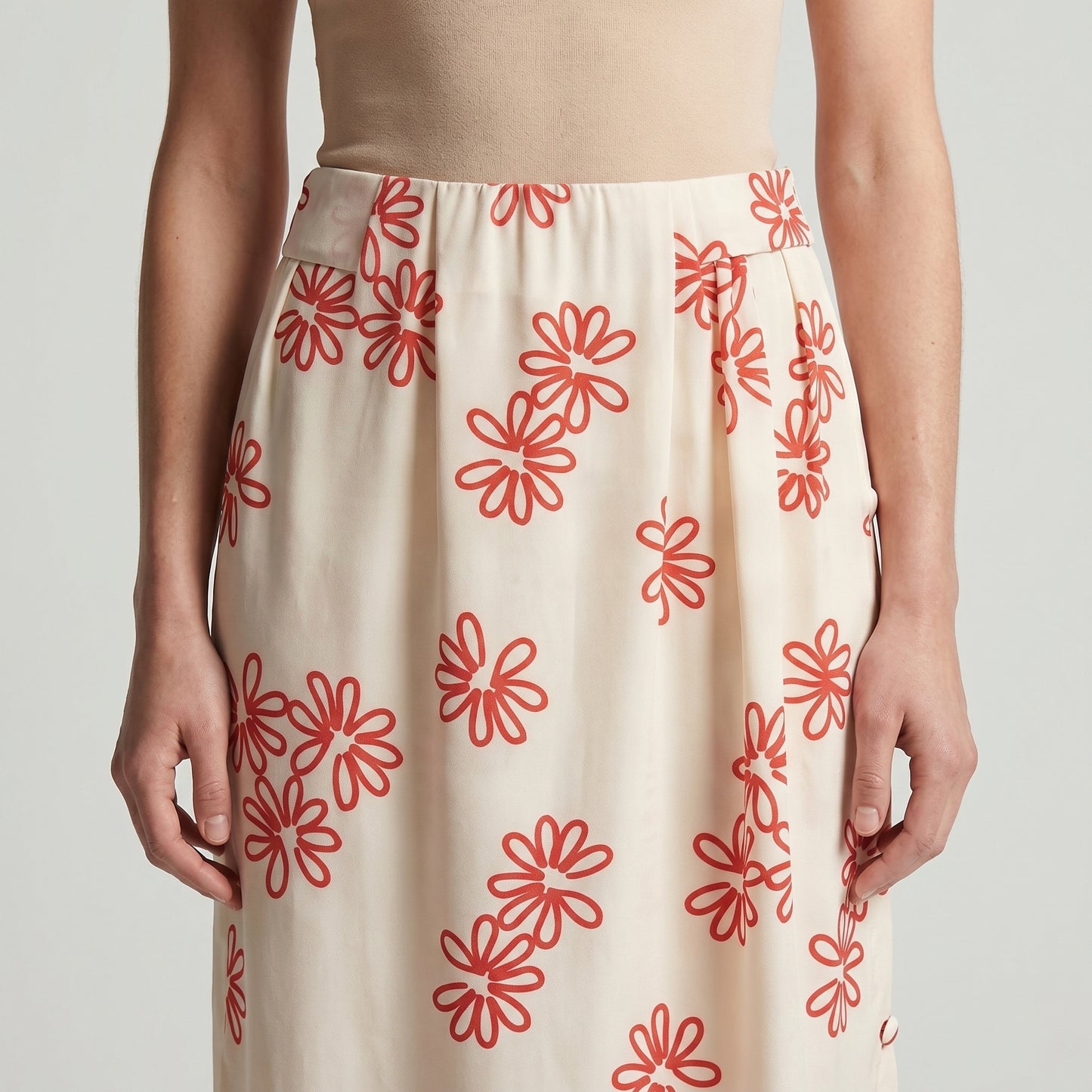 Floral Embroidered Midi Skirt