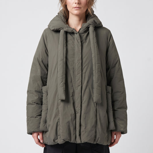 Hooded Olive Quilted Jacket