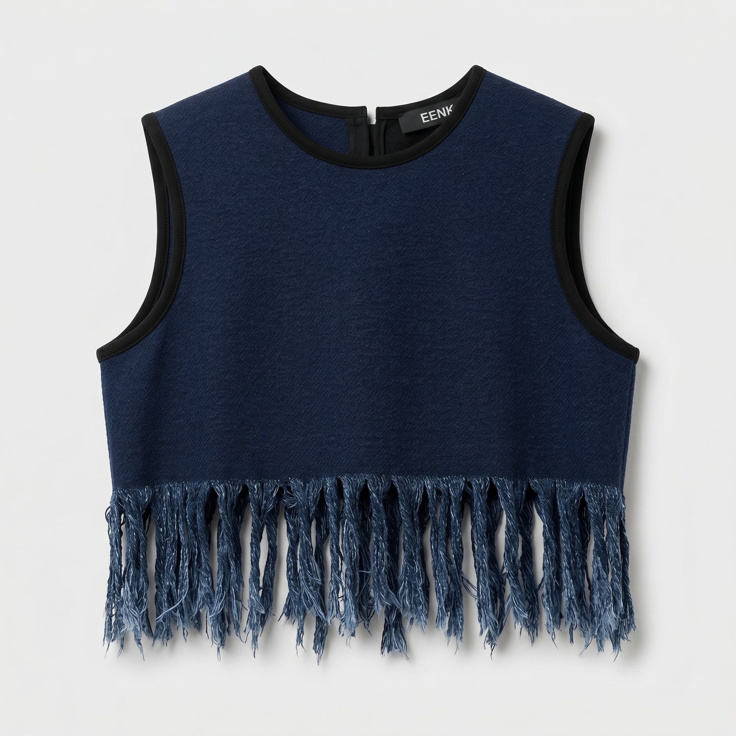 Structured Fringe Navy Vest