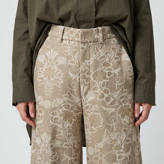 Floral Jacquard Wide Leg Trousers