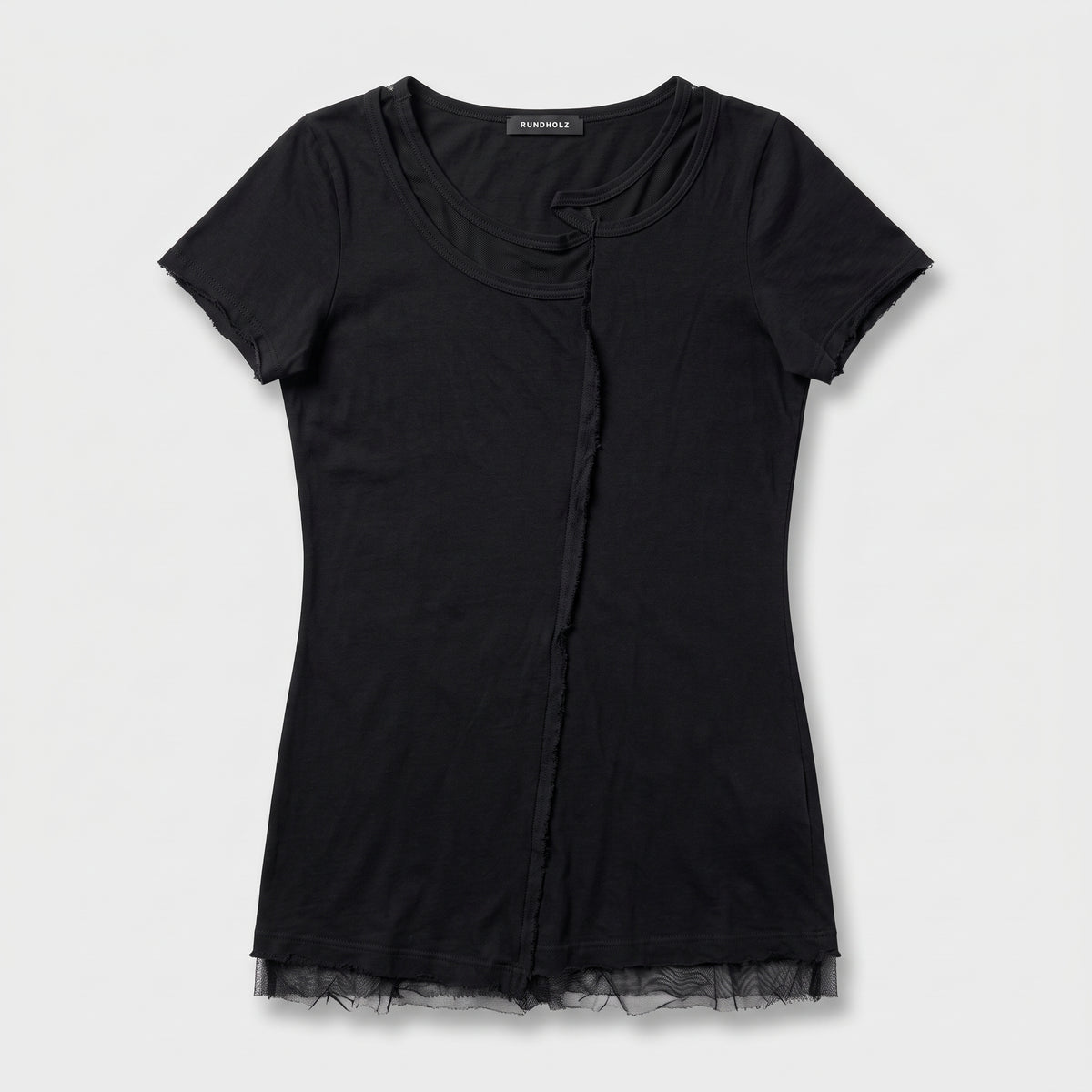 Raw Edge Black Cotton Tee