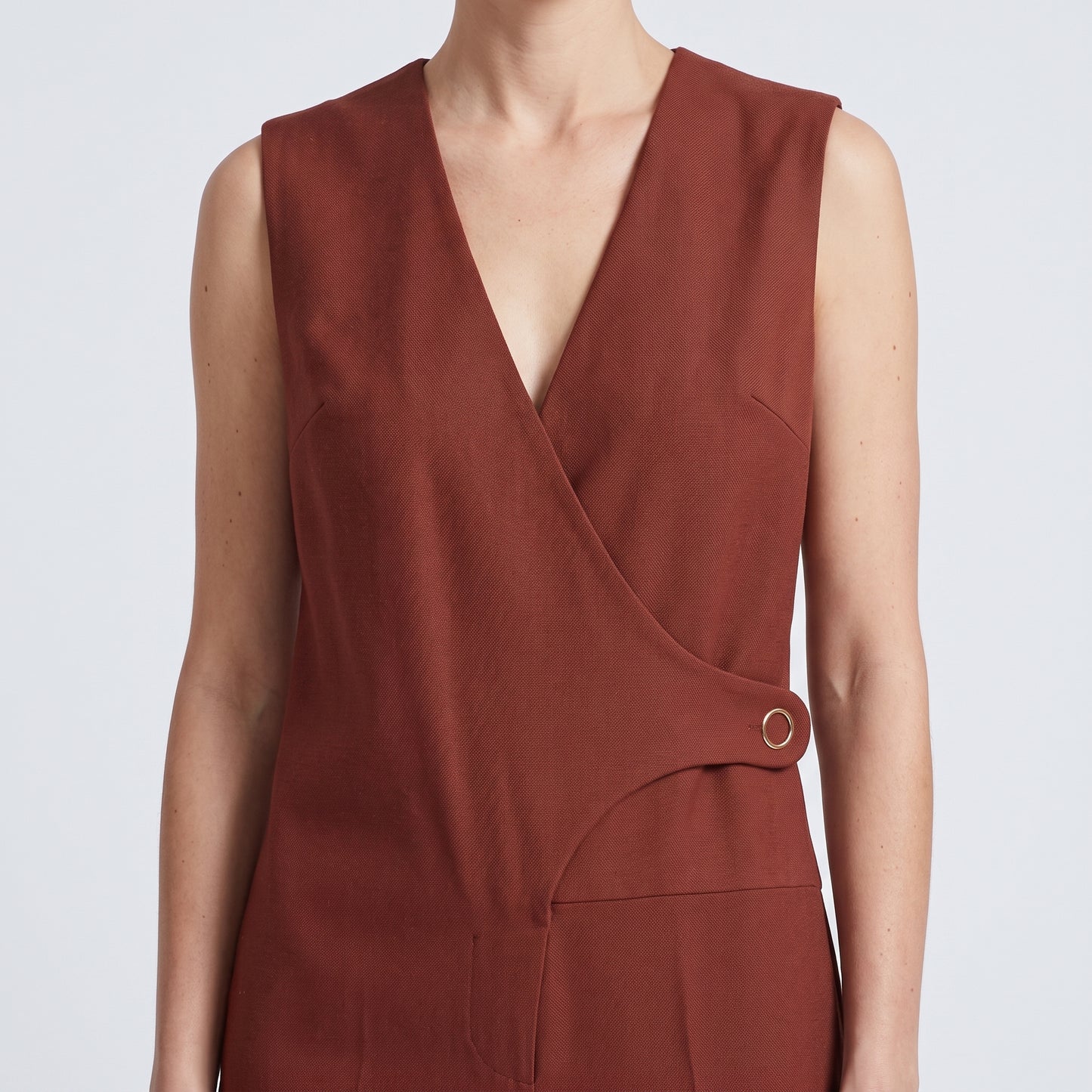 Tailored Asymmetric Rust Jumpsuit