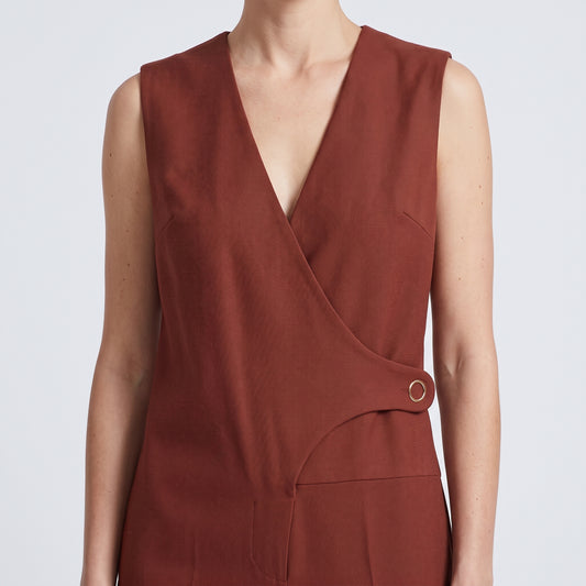 Tailored Asymmetric Rust Jumpsuit
