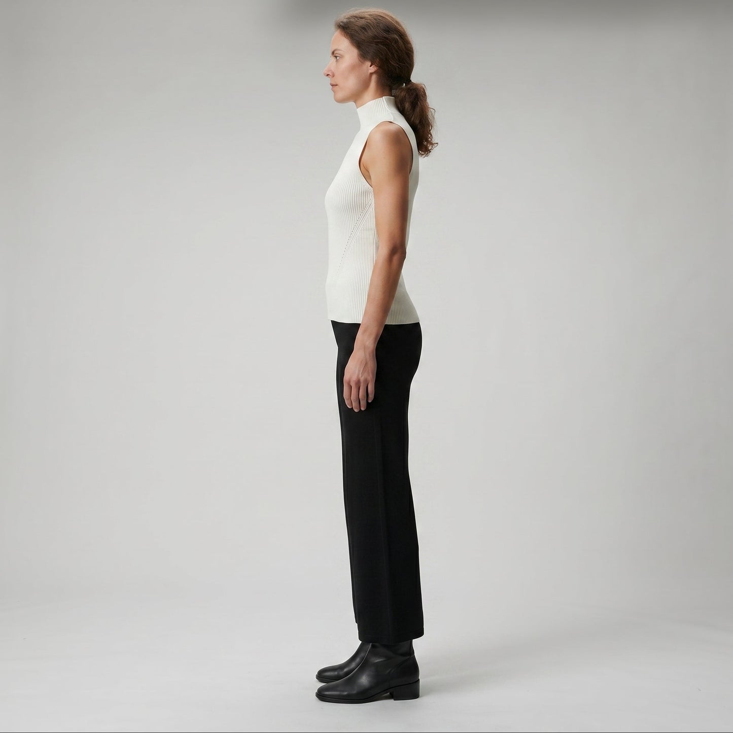 Sleeveless Ribbed Mock Neck Top