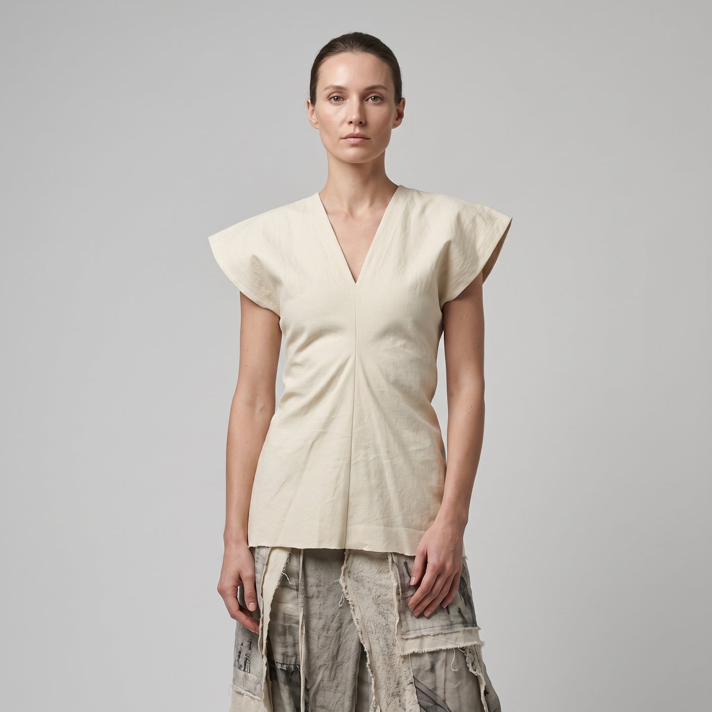 Minimalist V-Neck Linen Top