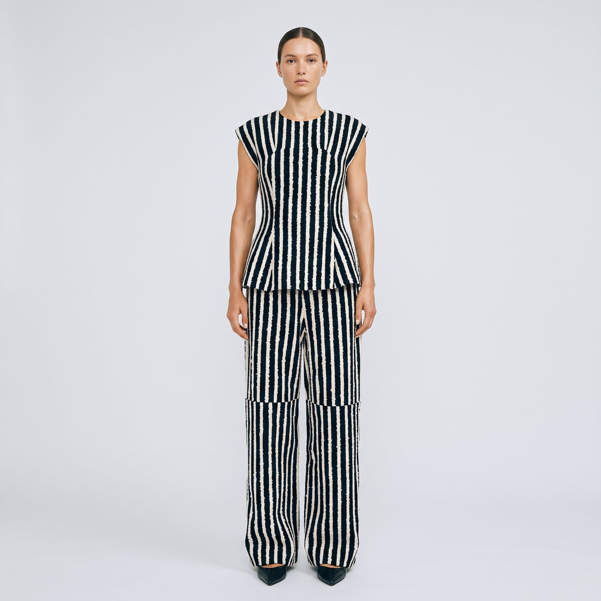 Structured Striped Peplum Vest