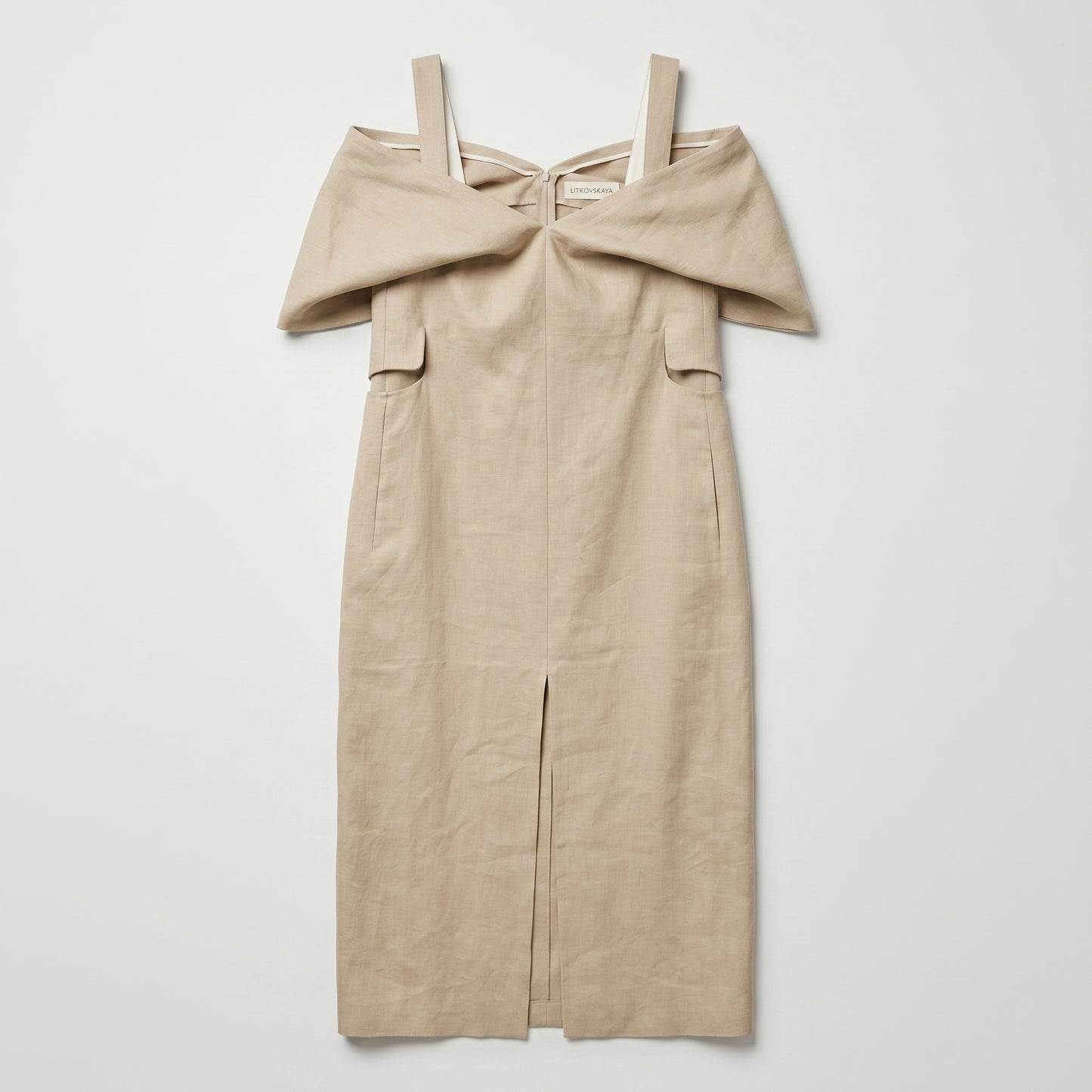 Off-Shoulder Tailored Linen Dress