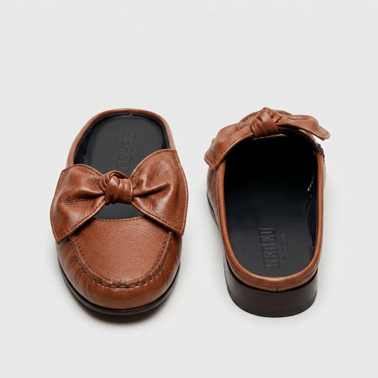 Leather Bow Embellished Mule