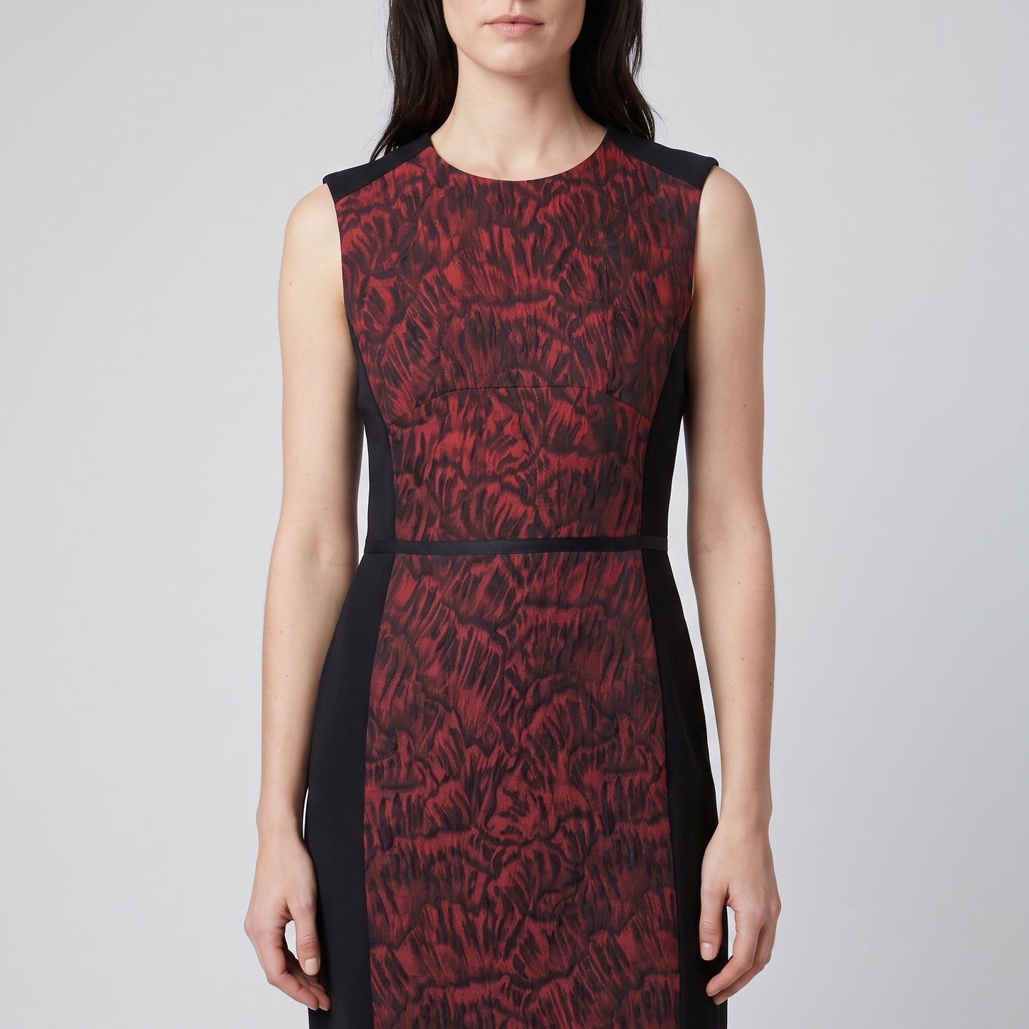 Abstract Print Paneled Sheath Dress