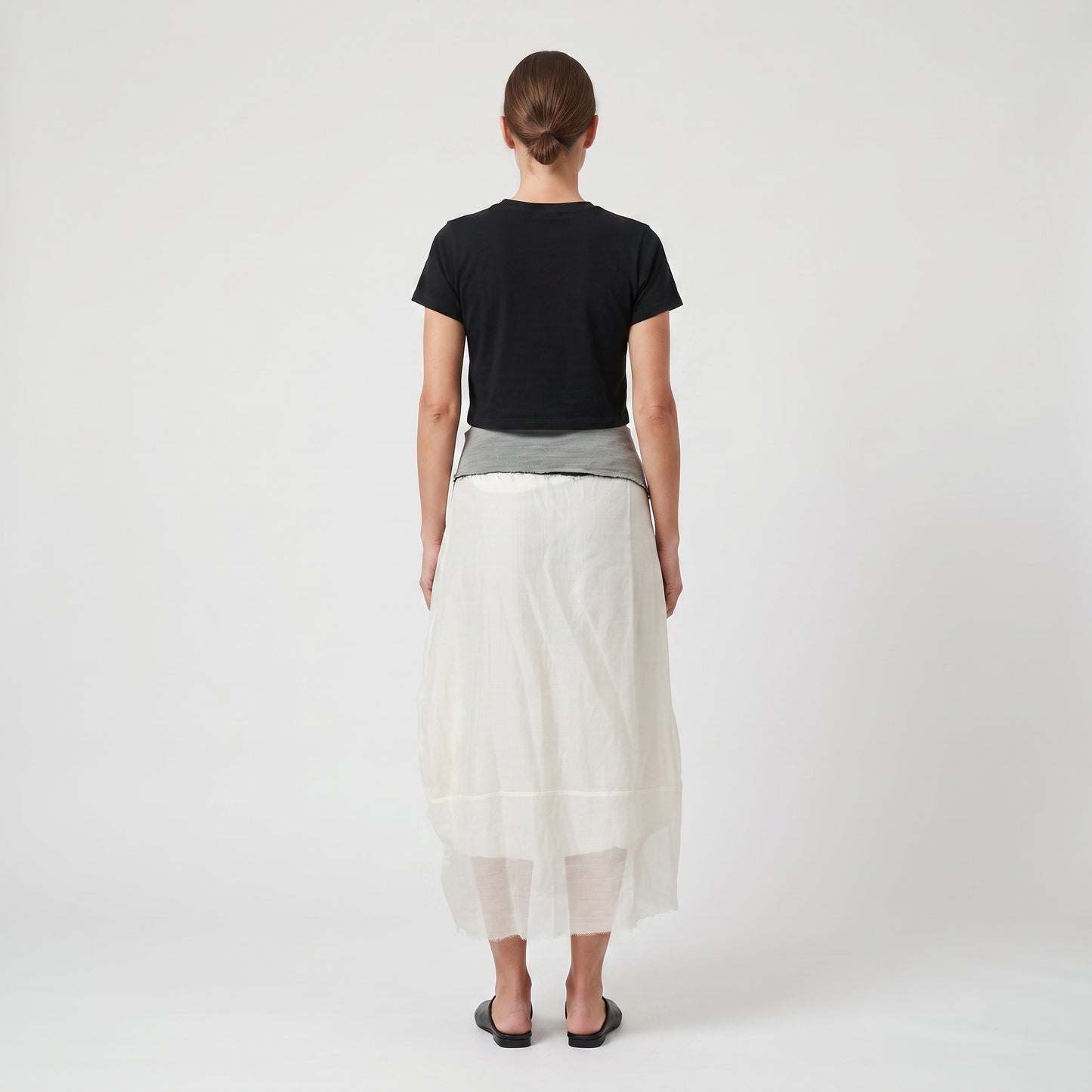 Embroidered Sheer Midi Skirt