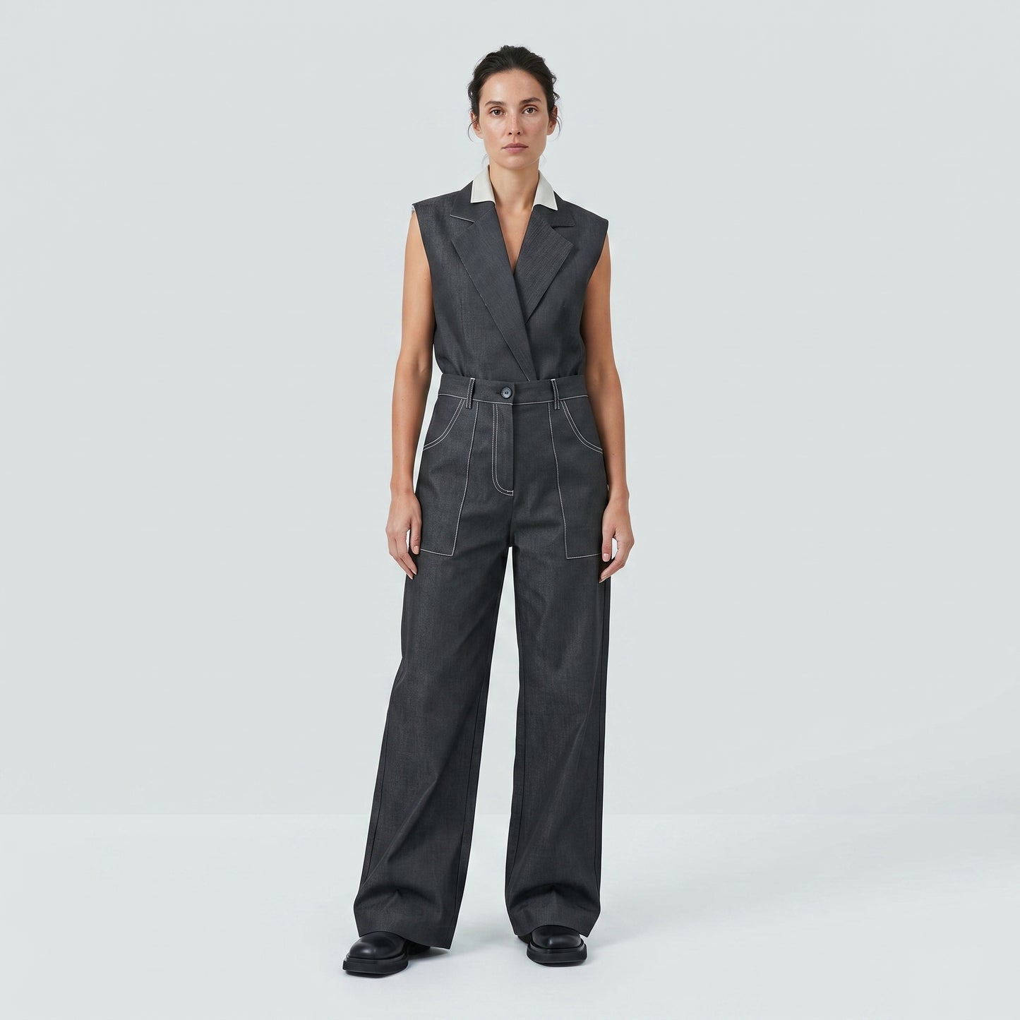 Wide Leg Denim Trousers
