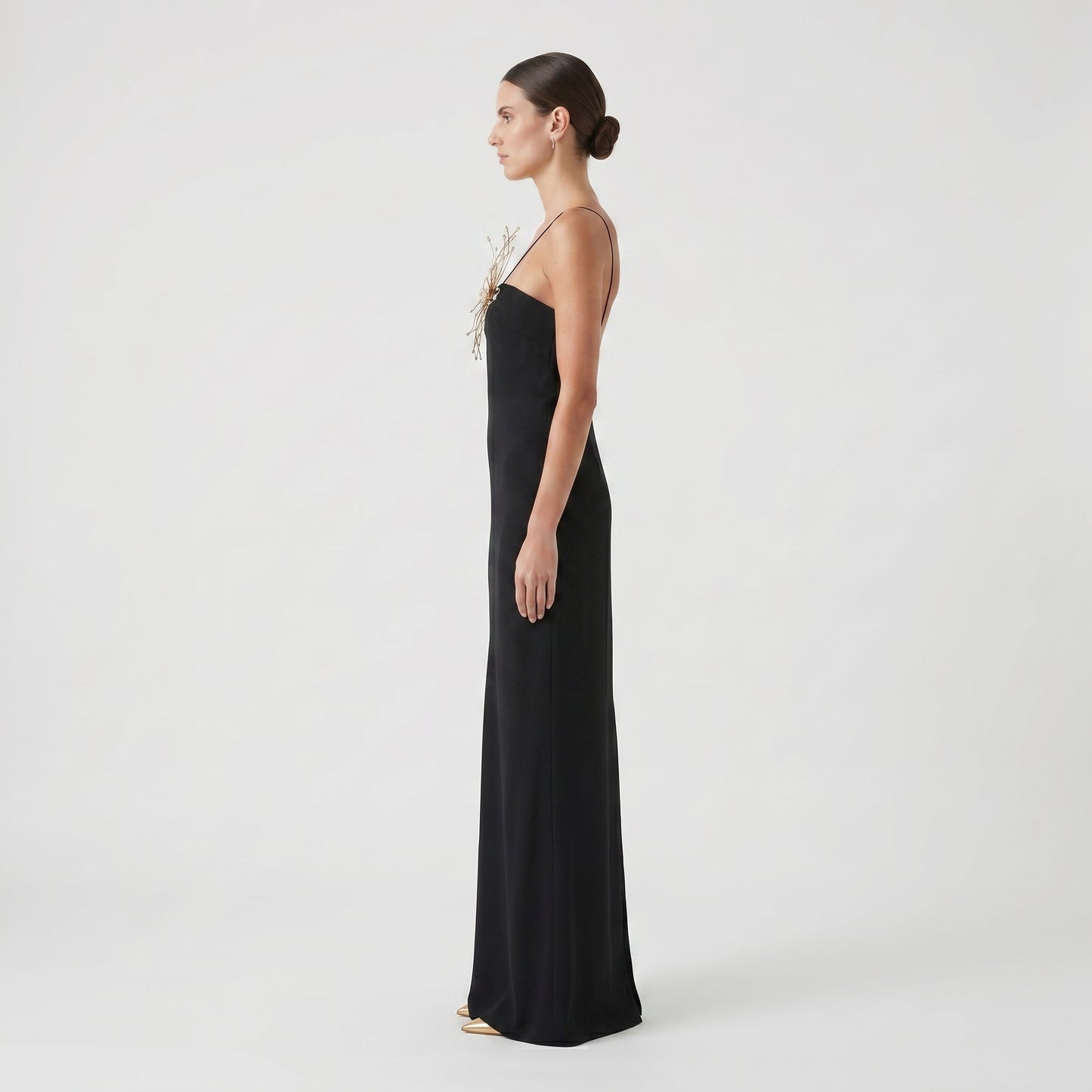 Embellished Crepe Maxi Dress