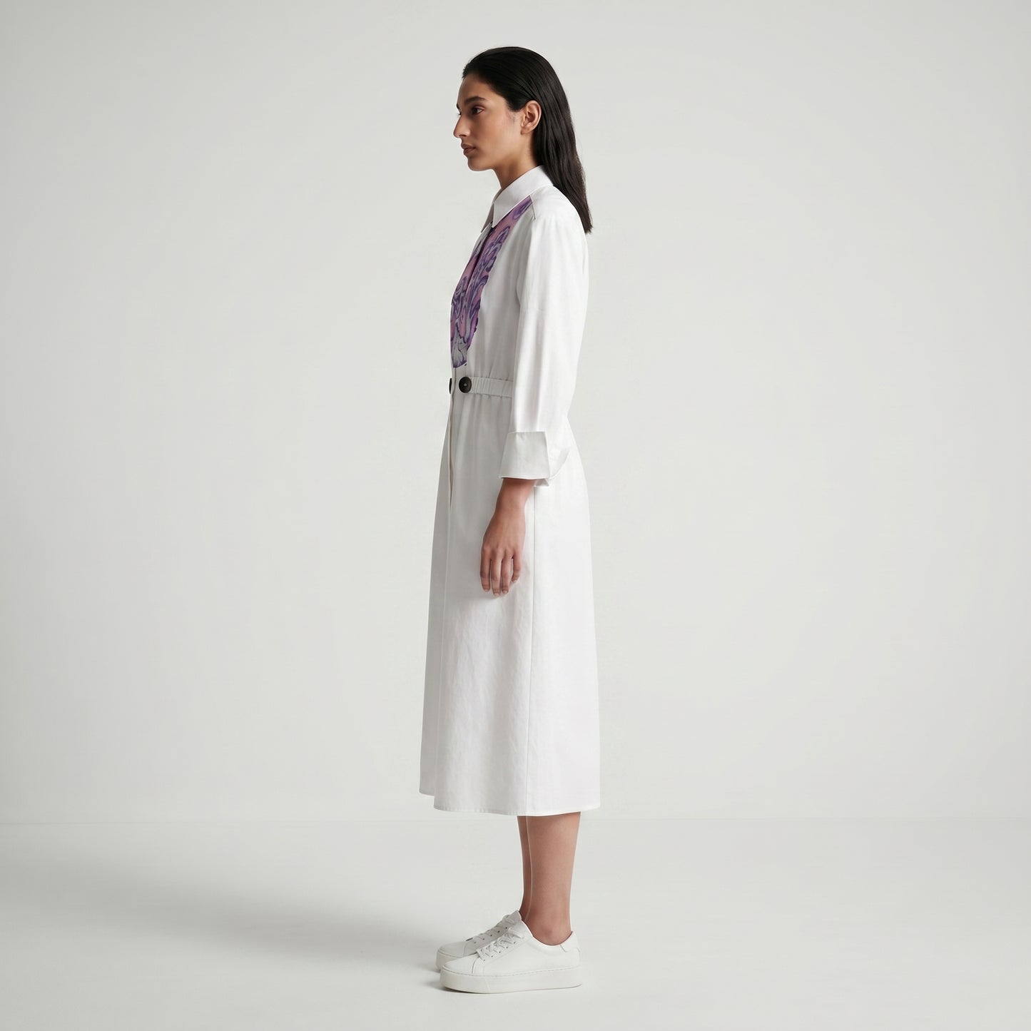 Graphic Detailed Midi Shirt Dress