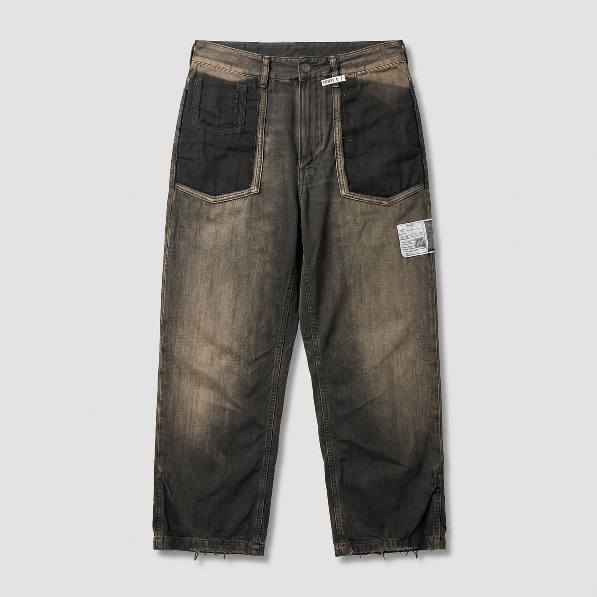 Distressed Patchwork Denim Trousers