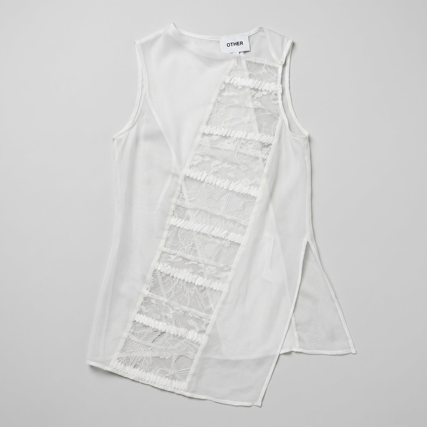 Asymmetric Lace Panel Sleeveless Top