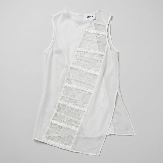 Asymmetric Lace Panel Sleeveless Top