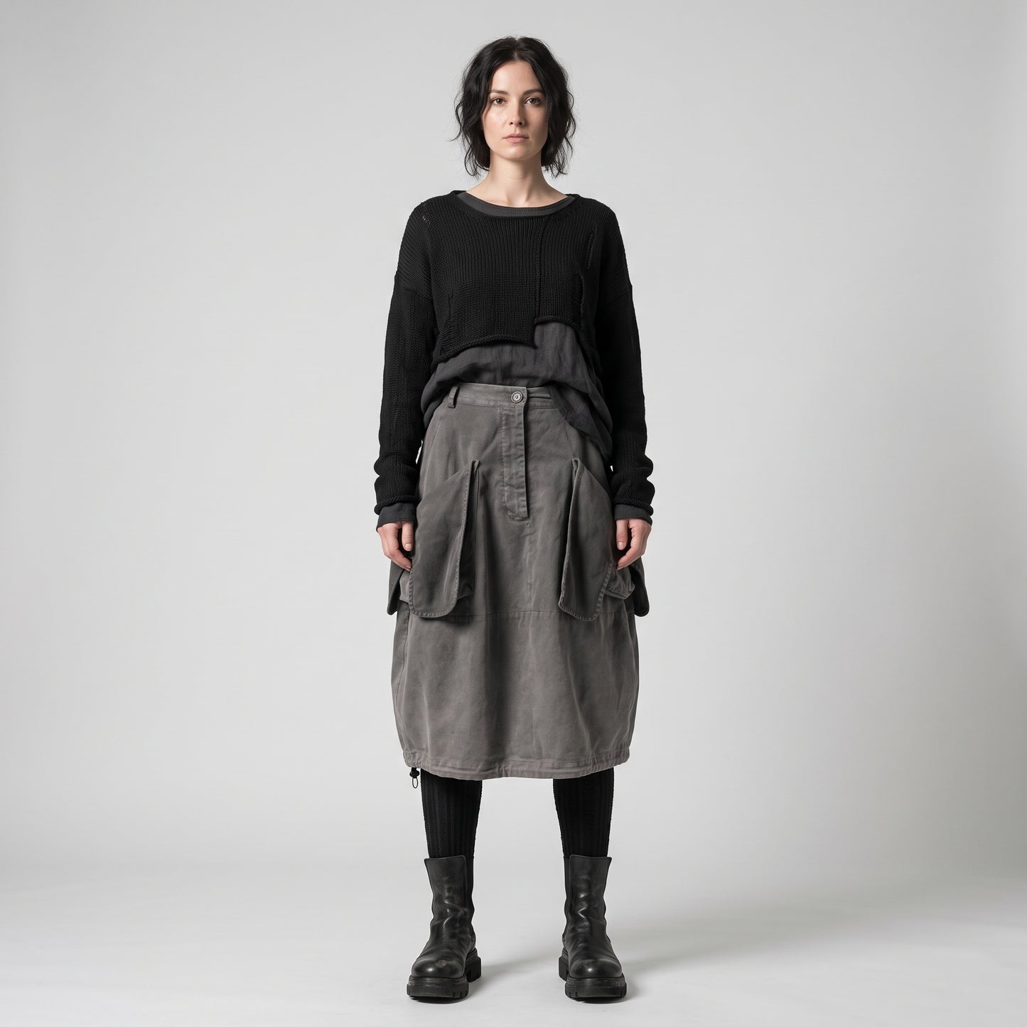 Architectural Grey Cargo Skirt