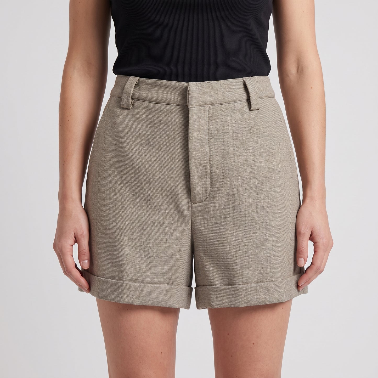 Tailored Beige Linen Shorts
