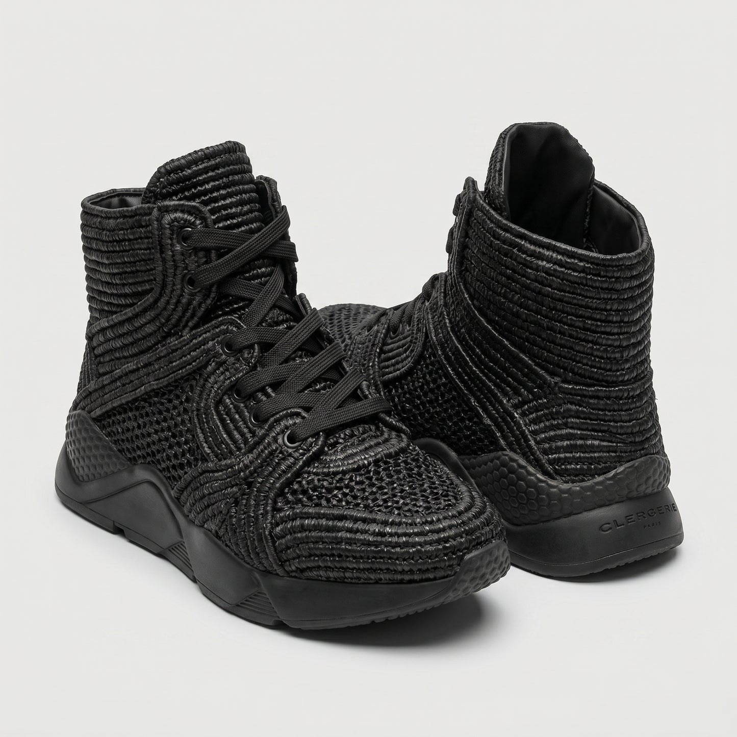 Textured Black High-Top Sneakers