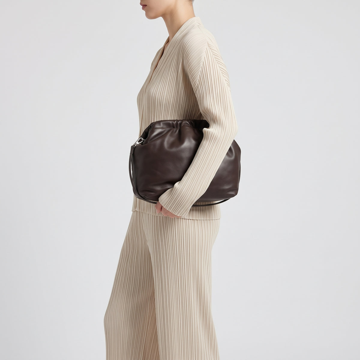 Soft Leather Drawstring Pouch Bag
