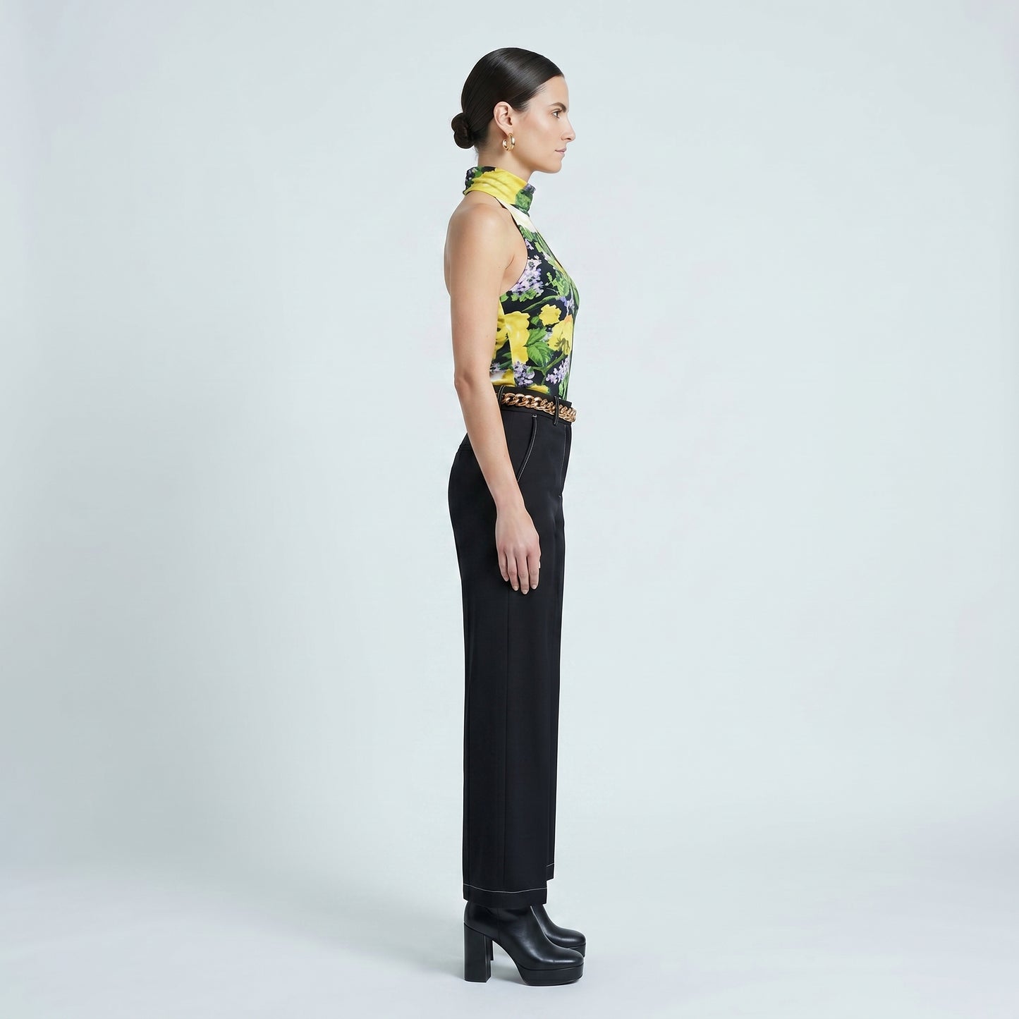 Floral Mock Neck Halter Top