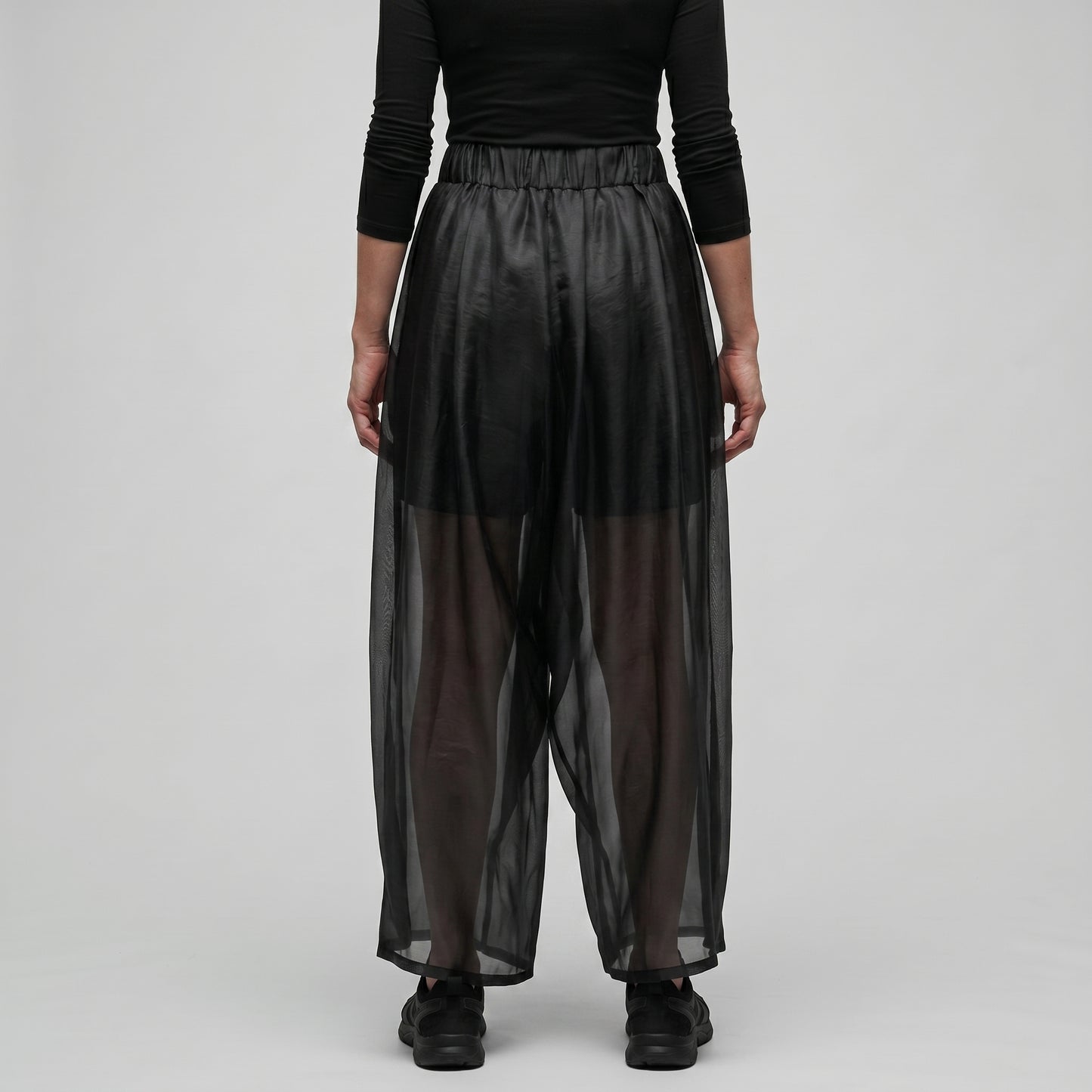 Sheer Pleated Culotte Trousers