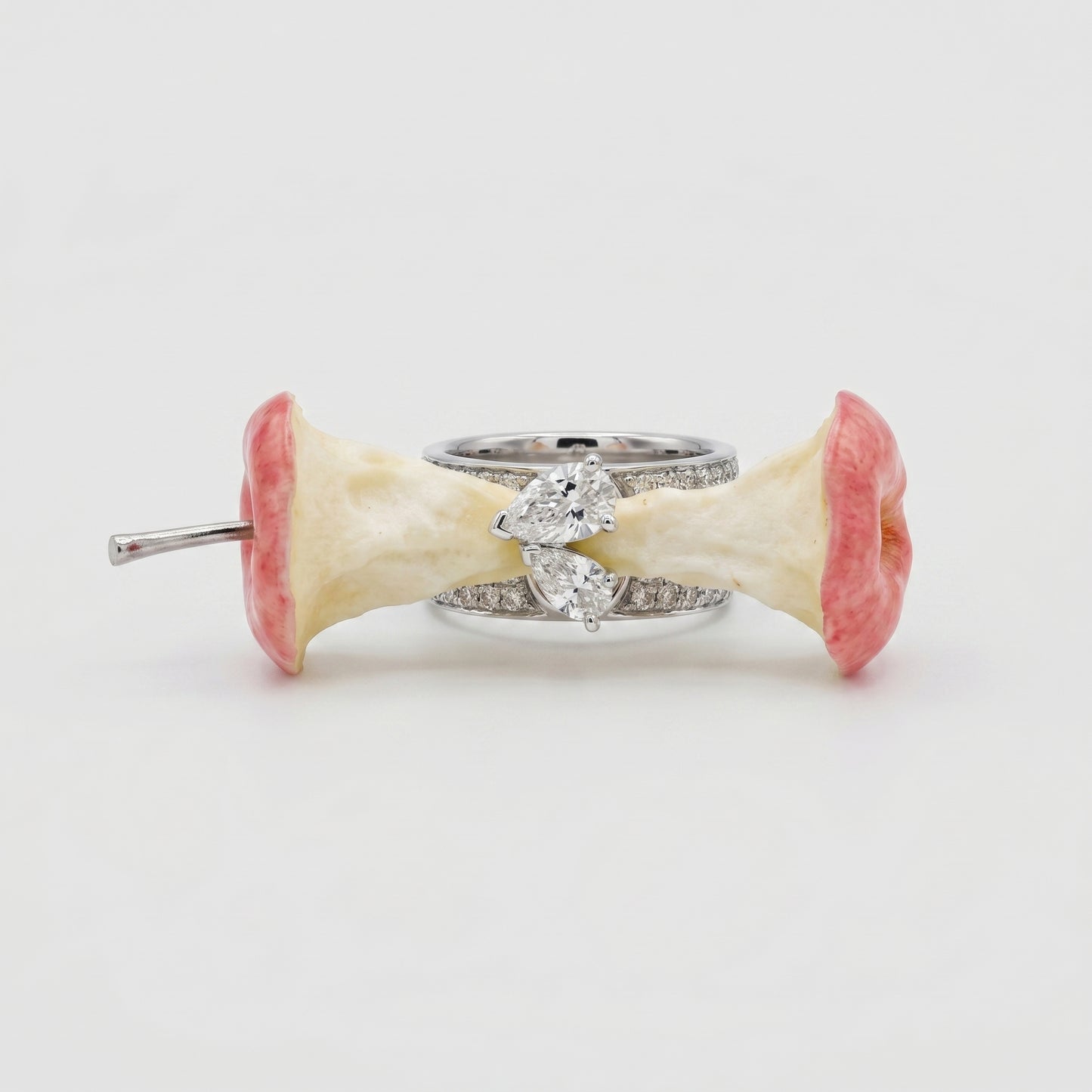 Sculptural Apple Core Diamond Ring