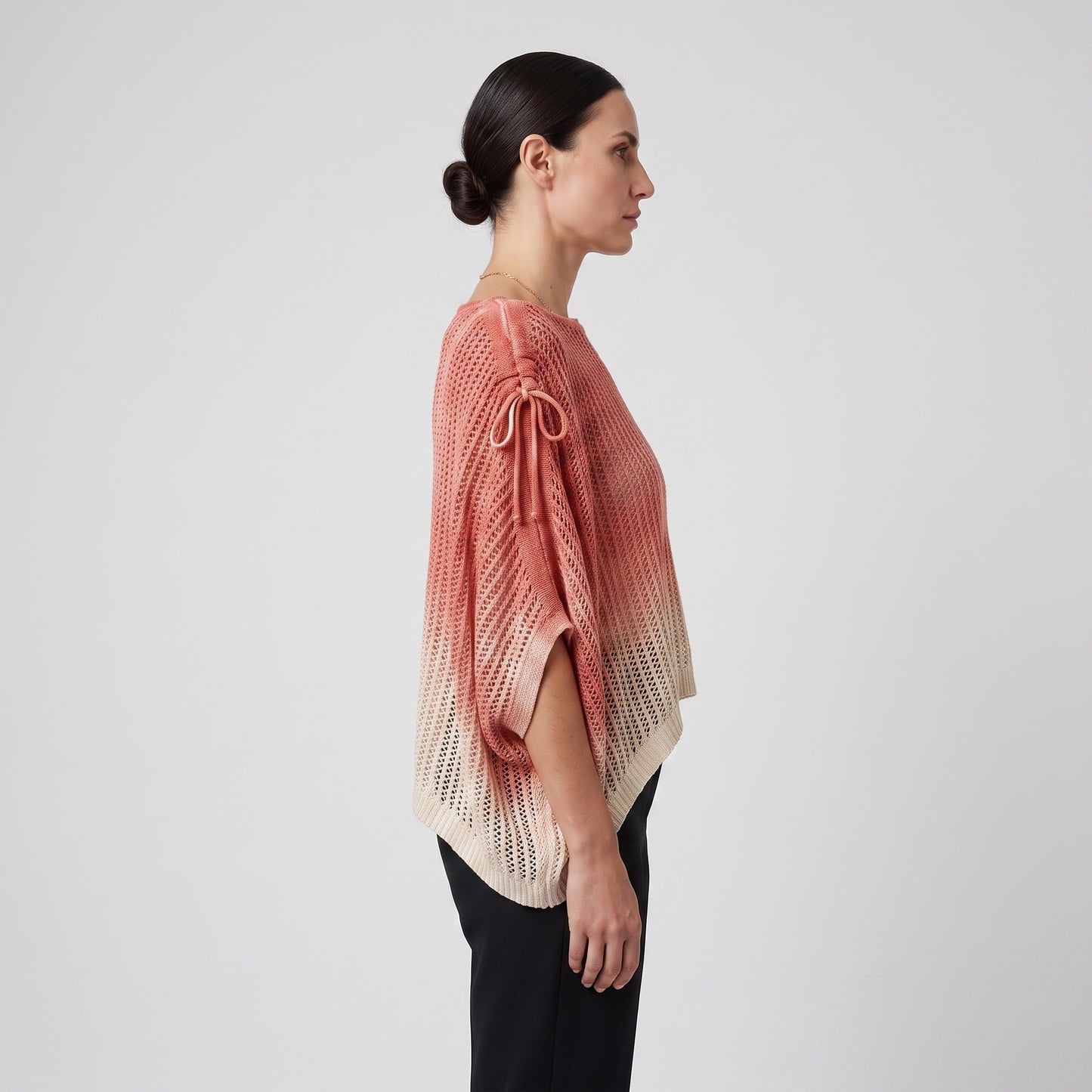 Ombre Open-Knit Poncho Top