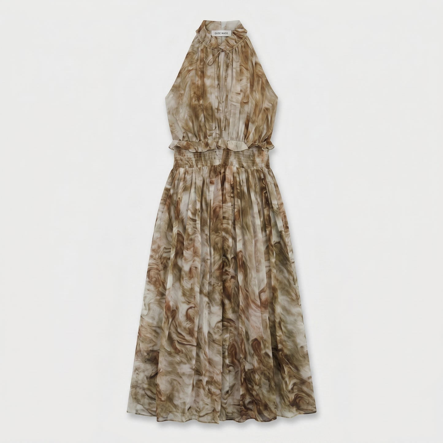 Abstract Print Halter Maxi Dress
