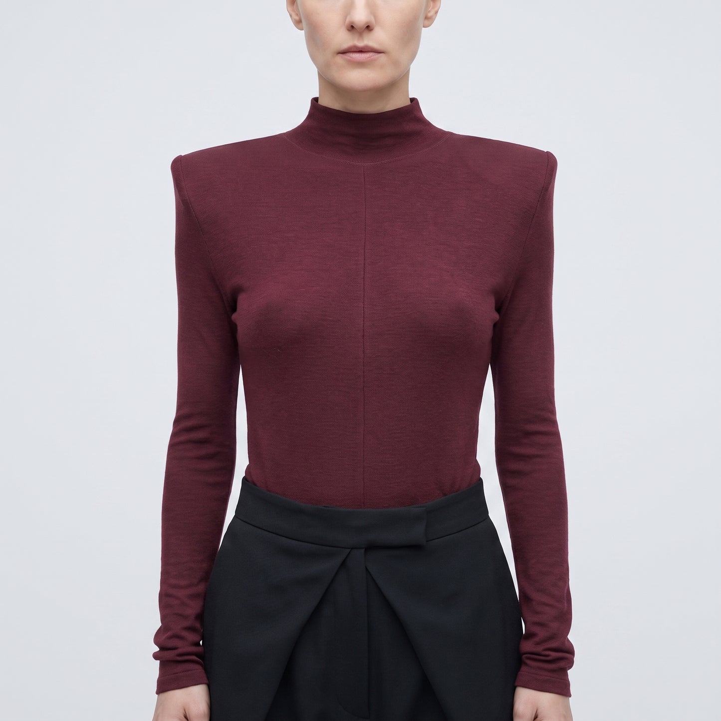 Structured Shoulder Mock Neck Top