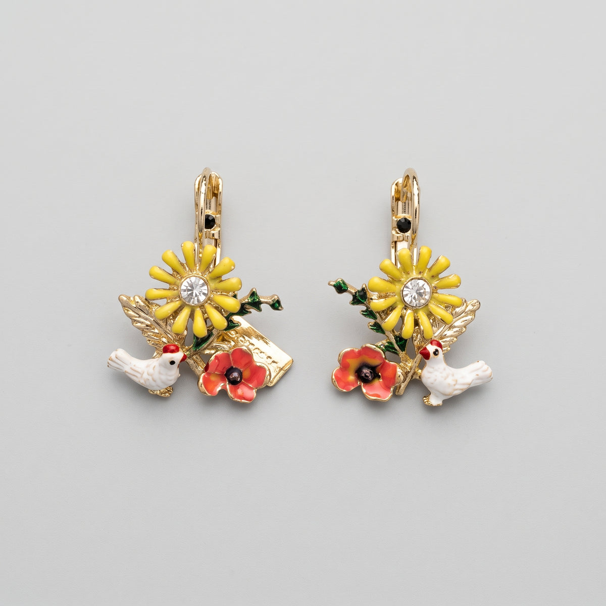 Floral Garden Dove Drop Earrings