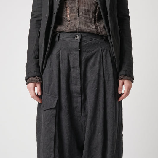 Pleated Drop-Crotch Cargo Trousers
