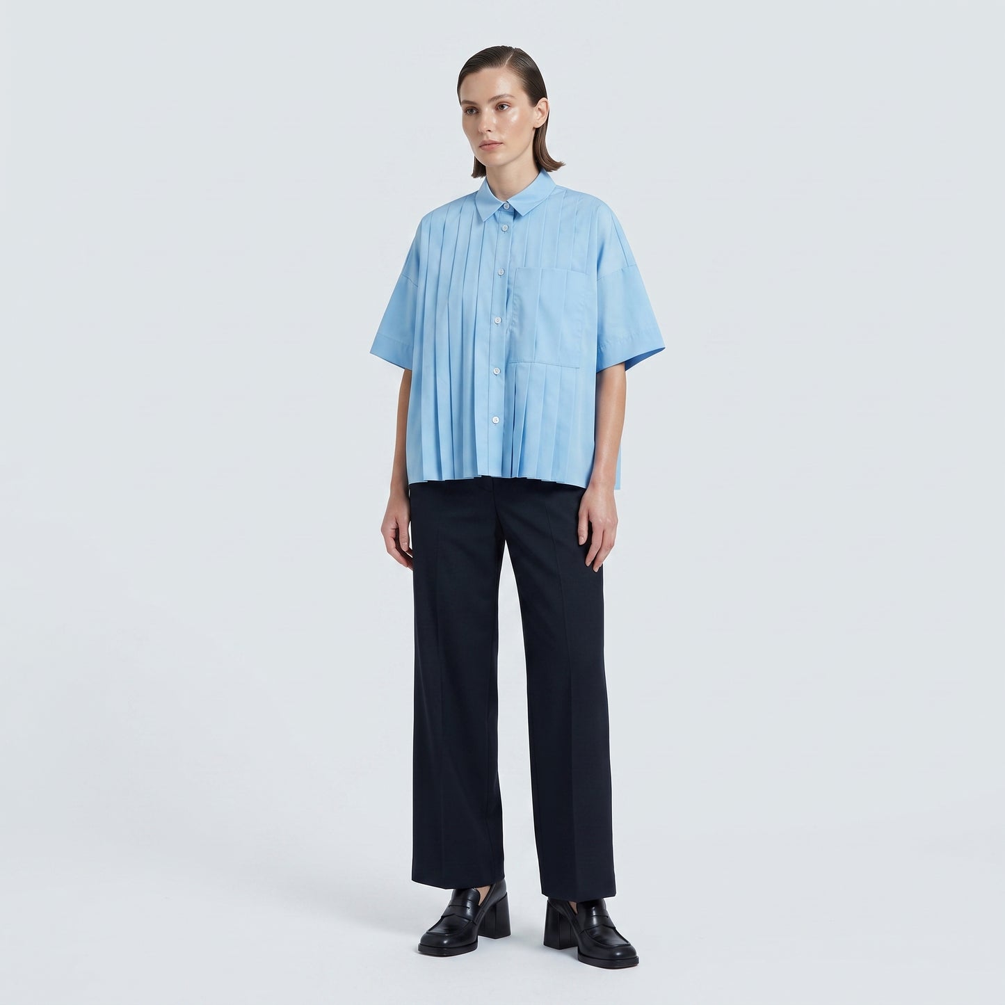 Pleated Short Sleeve Shirt