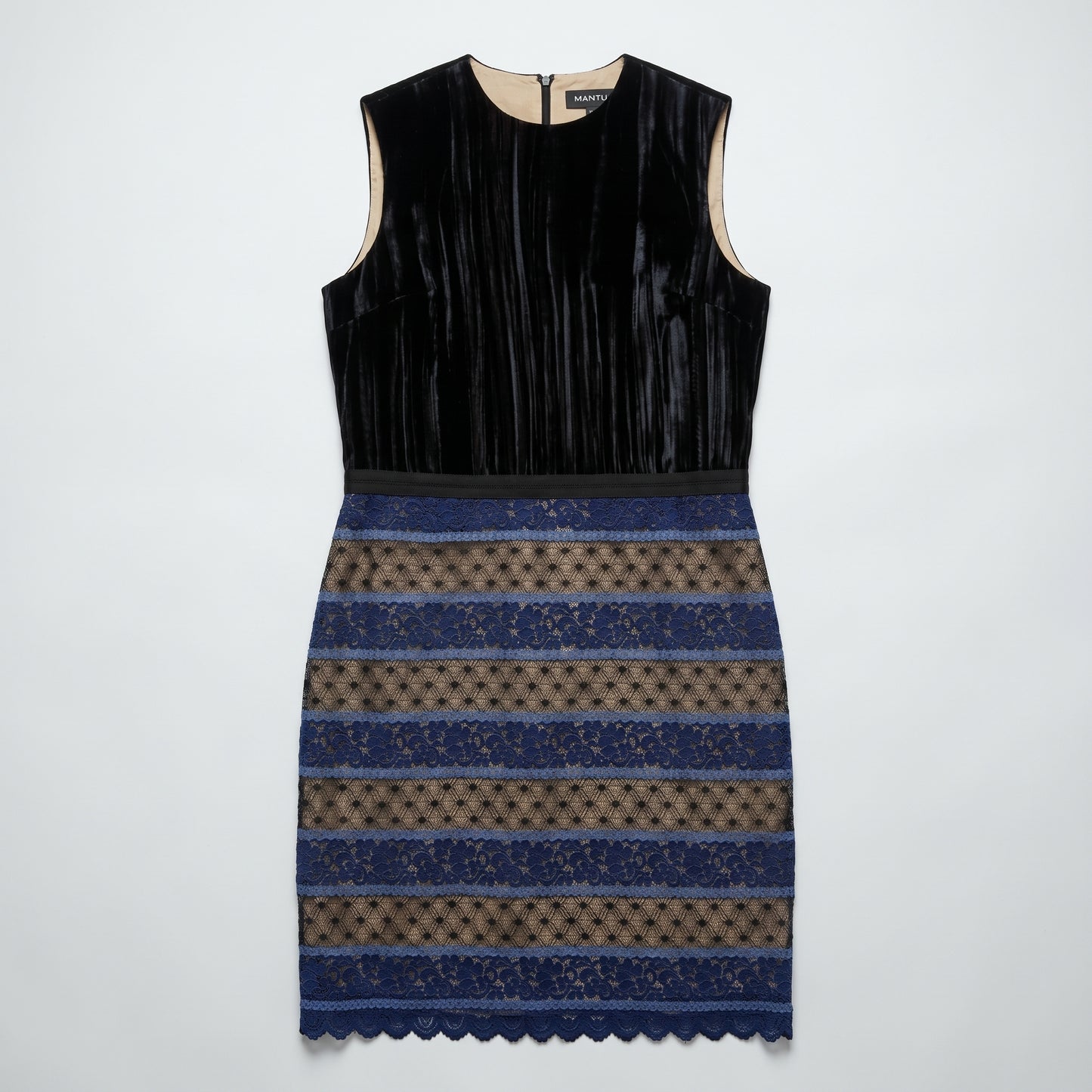 Velvet and Lace Sheath Dress