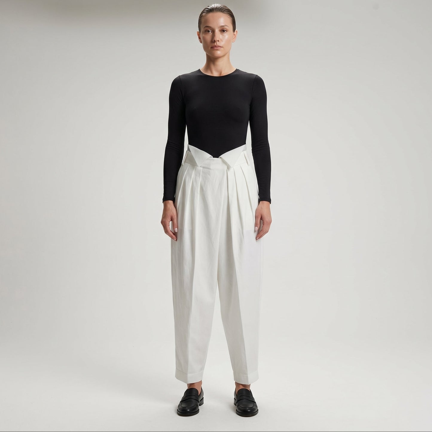High-Waisted Tailored Paperbag Trousers